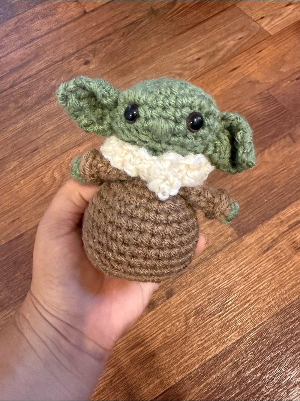 Handmade Crochet Baby Yoda Plush - Green & Brown